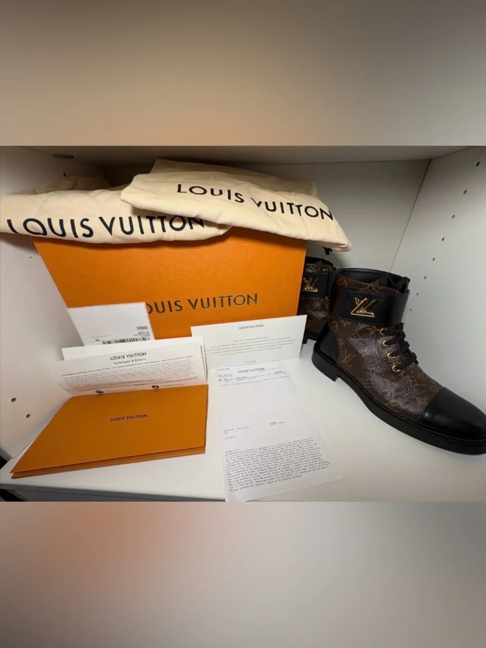 Louis Vuitton Wonderland Flat Ranger Monogram Combat Boots